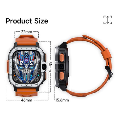 2.02 Inch Android 8.1 Full Network Wifi Card Bluetooth Smart Watch - Navy Blue
