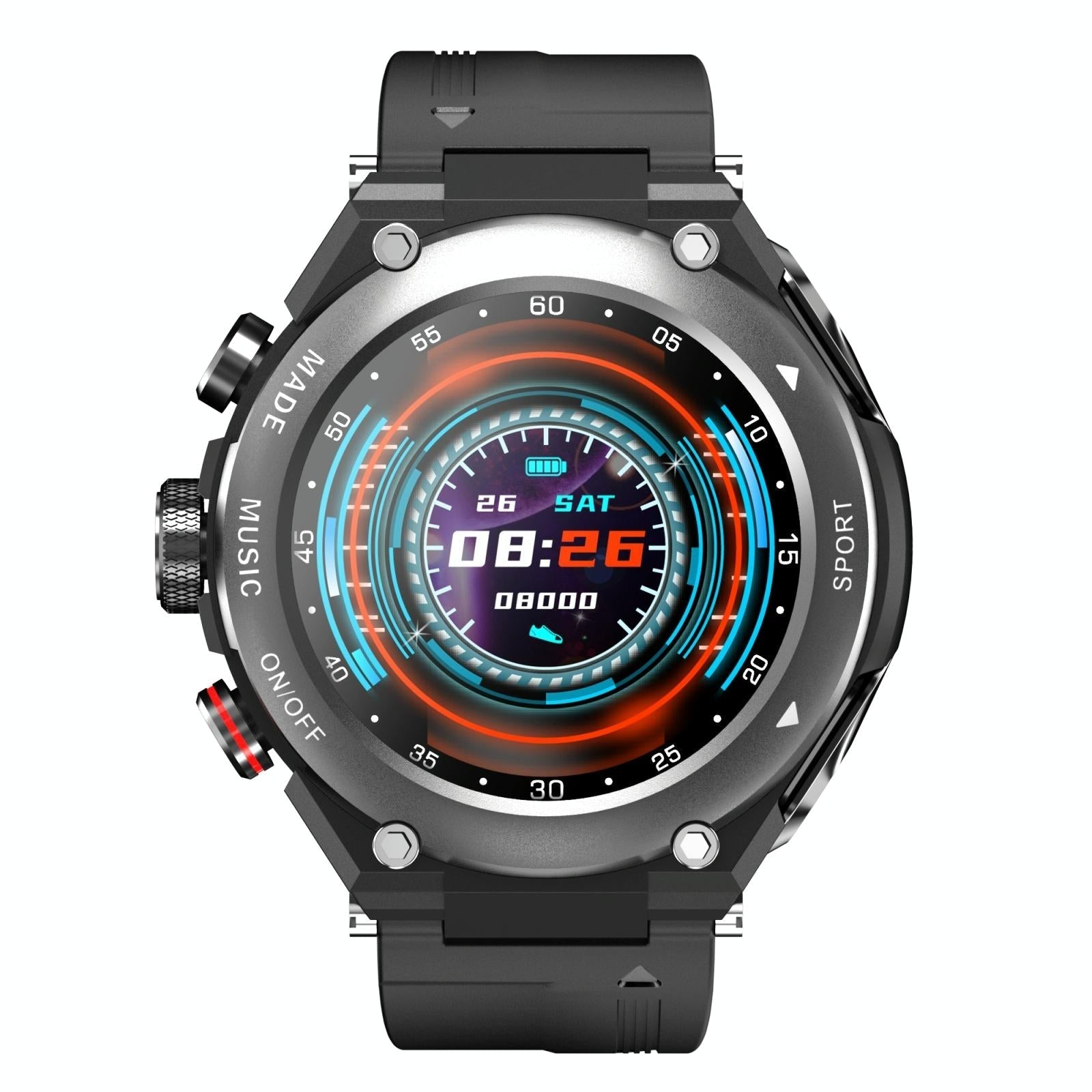 1.28 Inch Ips Touch Screen 2 In 1 Bluetooth Headset Smart Watch Support Heart Rate Monitoring / Bluetooth Music - Black