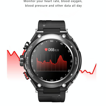 1.28 Inch Ips Touch Screen 2 In 1 Bluetooth Headset Smart Watch Support Heart Rate Monitoring / Bluetooth Music - Black