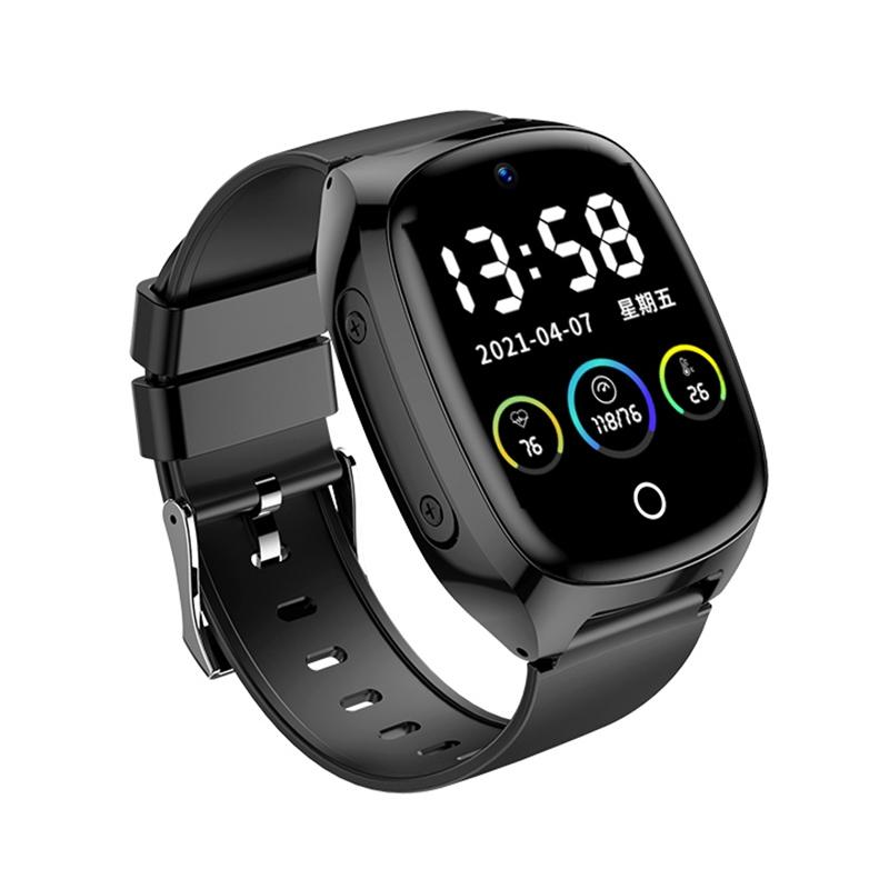 1.54 Inch Ips Screen Smart Watch Support Tracking And Positioning &amp; 4G Video Call Body Temperature Measurement Black