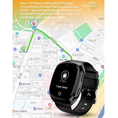 1.54 Inch Ips Screen Smart Watch Support Tracking And Positioning &amp; 4G Video Call Body Temperature Measurement Black