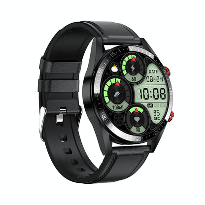 Leather Strap Amoled Smart Watch With Heart Rate And Blood Pressure Monitoring - Brown
