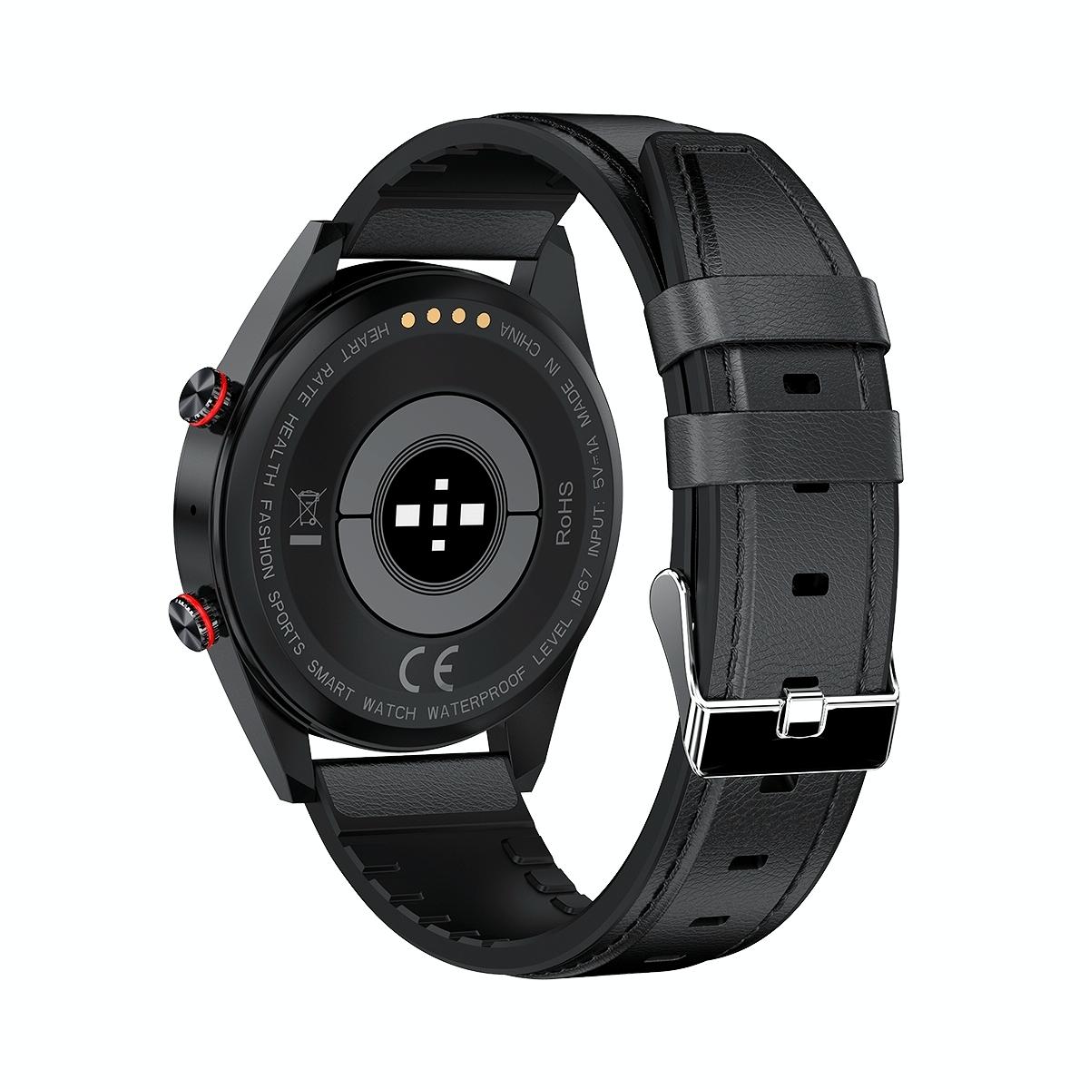 Leather Strap Amoled Smart Watch With Heart Rate And Blood Pressure Monitoring - Brown