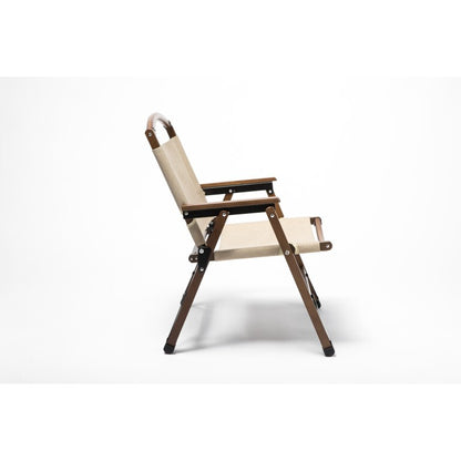 Bamboo Canvas Foldable Outdoor Camping Chair Wooden Travel Picnic Park - Khaki/Beige-Outdoor Recreation &gt; Camping &gt; Camp Furniture-PEROZ Accessories