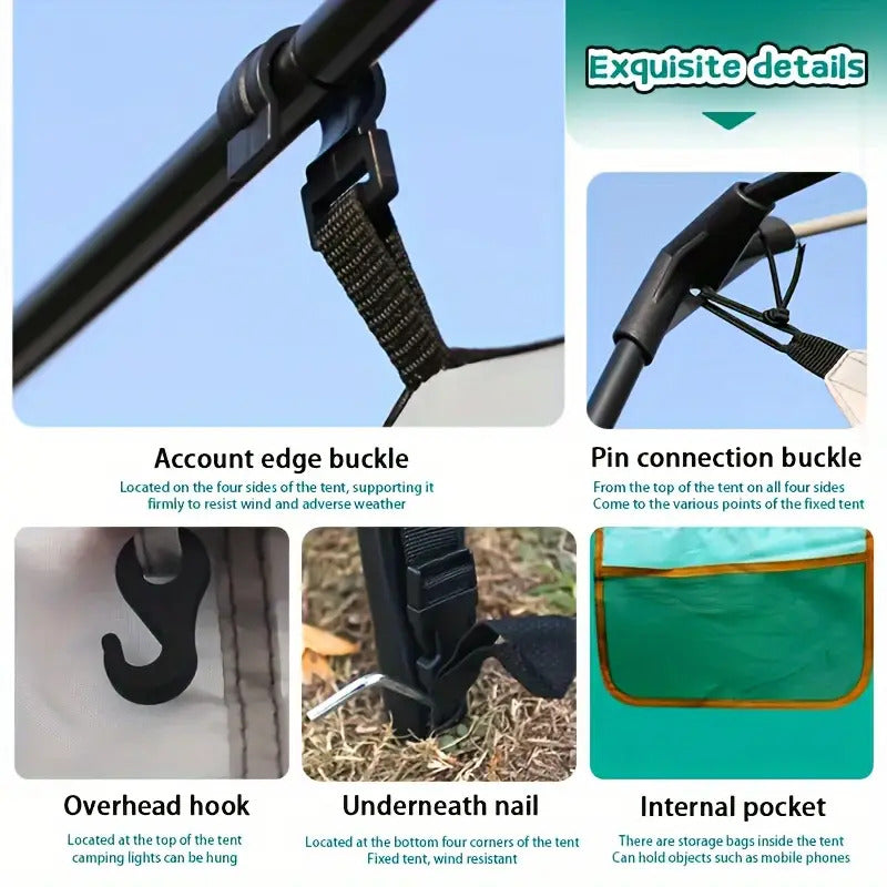 Tasman 3-5 Person Tent Camping Hiking Festival Pop Up Sleeping - Green-Outdoor Recreation &gt; Camping &gt; Tents-PEROZ Accessories