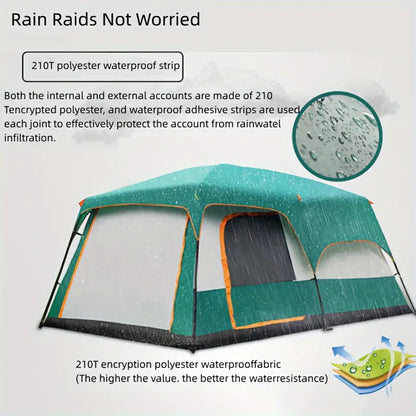 Tasman 3-5 Person Tent Camping Hiking Festival Pop Up Sleeping - Green-Outdoor Recreation &gt; Camping &gt; Tents-PEROZ Accessories