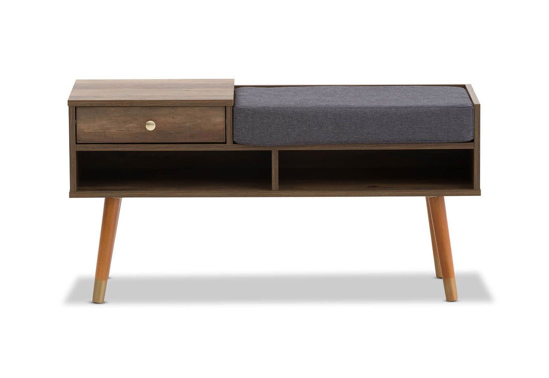 Designer Cabinet Bench Storage with Seat Wooden Shelf Hallway Cupboard - Walnut-Furniture &gt; Bedroom &gt; Dressers-PEROZ Accessories
