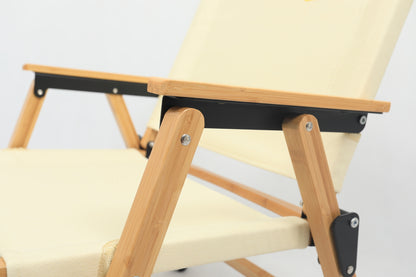 Bamboo Canvas Foldable Outdoor Camping Chair Wooden Travel Picnic Park - Khaki/Beige-Outdoor Recreation &gt; Camping &gt; Camp Furniture-PEROZ Accessories