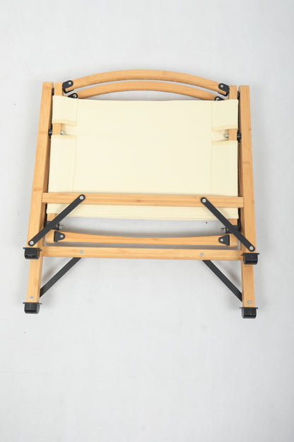 Bamboo Canvas Foldable Outdoor Camping Chair Wooden Travel Picnic Park - Khaki/Beige-Outdoor Recreation &gt; Camping &gt; Camp Furniture-PEROZ Accessories