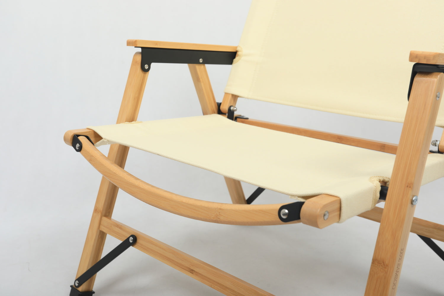 Bamboo Canvas Foldable Outdoor Camping Chair Wooden Travel Picnic Park - Khaki/Beige-Outdoor Recreation &gt; Camping &gt; Camp Furniture-PEROZ Accessories