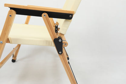 Bamboo Canvas Foldable Outdoor Camping Chair Wooden Travel Picnic Park - Khaki/Beige-Outdoor Recreation &gt; Camping &gt; Camp Furniture-PEROZ Accessories