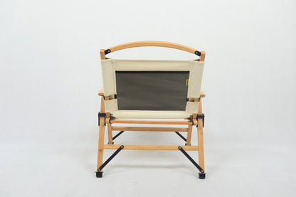 Bamboo Canvas Foldable Outdoor Camping Chair Wooden Travel Picnic Park - Khaki/Beige-Outdoor Recreation &gt; Camping &gt; Camp Furniture-PEROZ Accessories