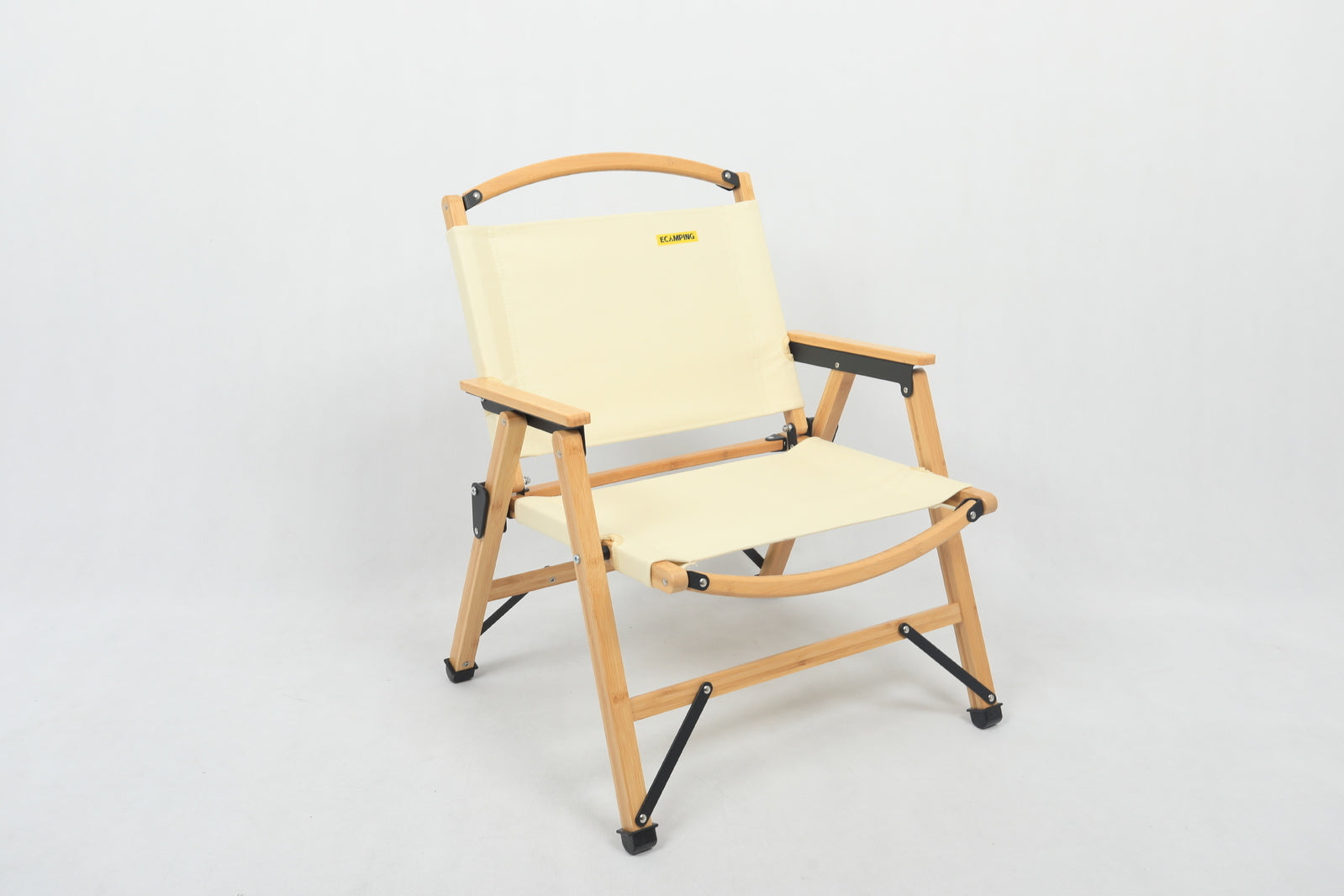 Bamboo Canvas Foldable Outdoor Camping Chair Wooden Travel Picnic Park - Khaki/Beige-Outdoor Recreation &gt; Camping &gt; Camp Furniture-PEROZ Accessories