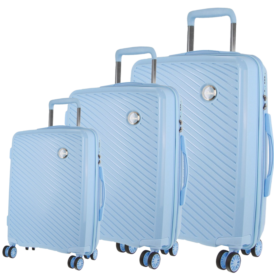 Pierre Cardin Inspired Milleni Hardshell 3-Piece Luggage Bag Set Travel Suitcase - Blue-Home &amp; Garden &gt; Travel-PEROZ Accessories