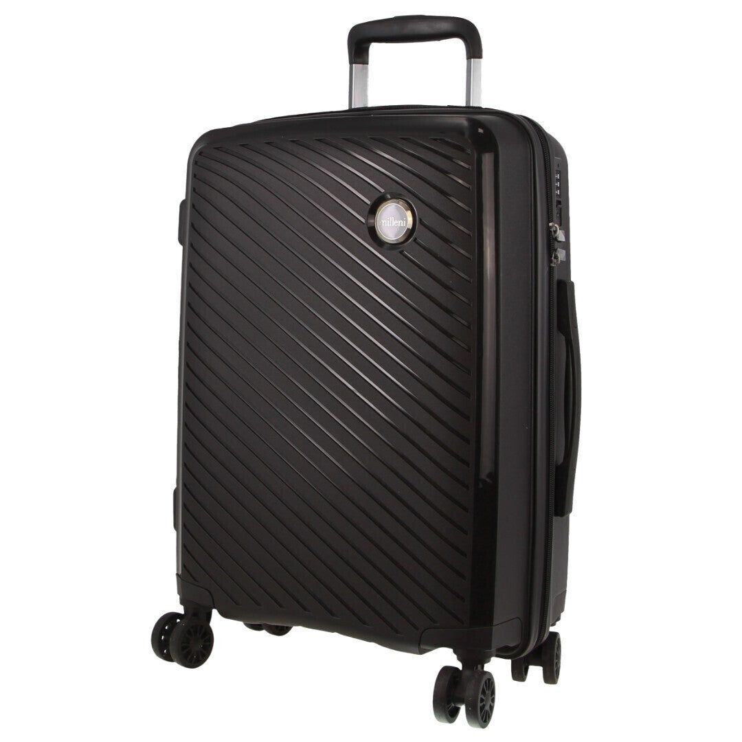 Pierre Cardin Inspired Milleni Cabin Luggage Bag Travel Carry On Suitcase 54cm (39L) - Black-Home &amp; Garden &gt; Travel-PEROZ Accessories