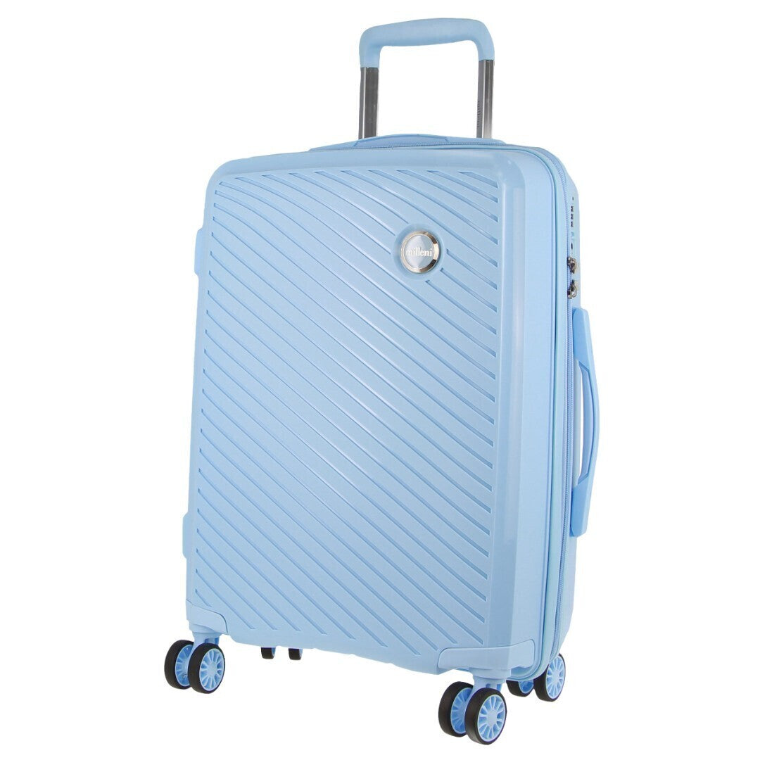 Pierre Cardin Inspired Milleni Cabin Luggage Bag Travel Carry On Suitcase 54cm (39L) - Blue-Home &amp; Garden &gt; Travel-PEROZ Accessories