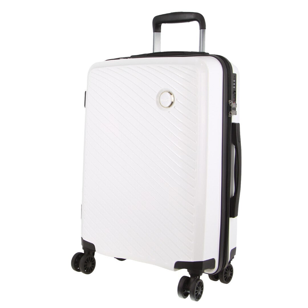 Pierre Cardin Inspired Milleni Cabin Luggage Bag Travel Carry On Suitcase 54cm (39L) - White-Home &amp; Garden &gt; Travel-PEROZ Accessories
