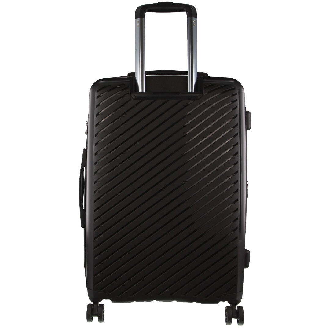 Pierre Cardin Inspired Milleni Checked Luggage Bag Travel Carry On Suitcase 75cm (124L) - Black-Home &amp; Garden &gt; Travel-PEROZ Accessories