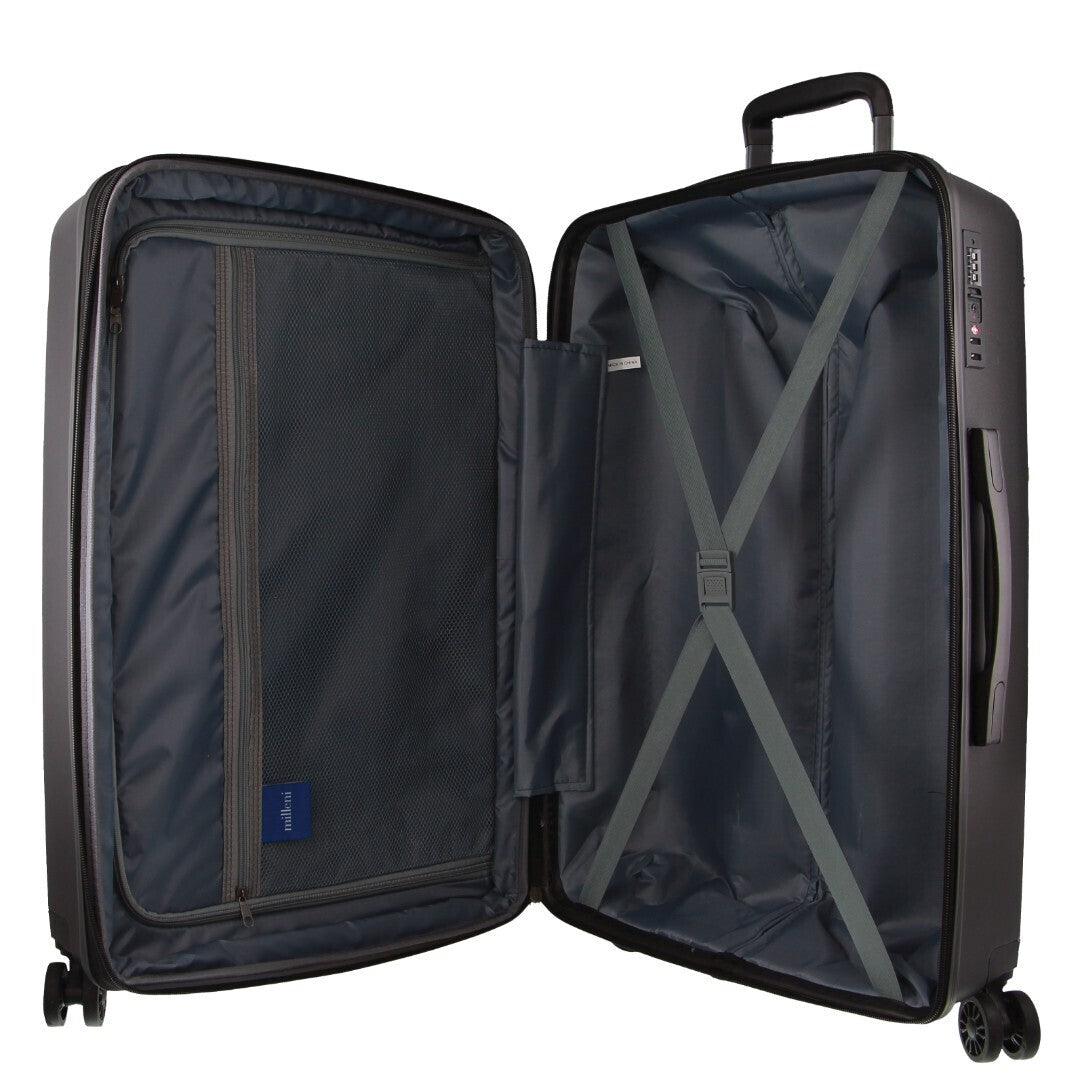 Pierre Cardin Inspired Milleni Checked Luggage Bag Travel Carry On Suitcase 75cm (124L) - Black-Home &amp; Garden &gt; Travel-PEROZ Accessories