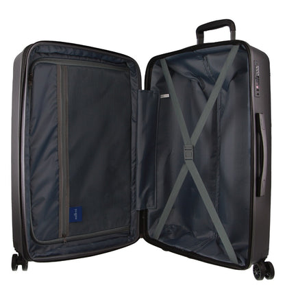 Pierre Cardin Inspired Milleni Checked Luggage Bag Travel Carry On Suitcase 75cm (124L) - Black-Home &amp; Garden &gt; Travel-PEROZ Accessories