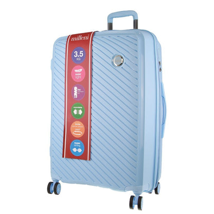 Pierre Cardin Inspired Milleni Checked Luggage Bag Travel Carry On Suitcase 75cm (124L) - Blue-Home &amp; Garden &gt; Travel-PEROZ Accessories