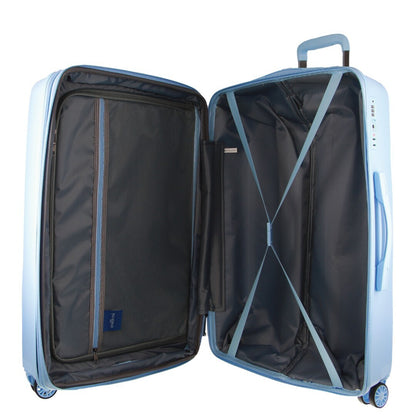 Pierre Cardin Inspired Milleni Checked Luggage Bag Travel Carry On Suitcase 75cm (124L) - Blue-Home &amp; Garden &gt; Travel-PEROZ Accessories