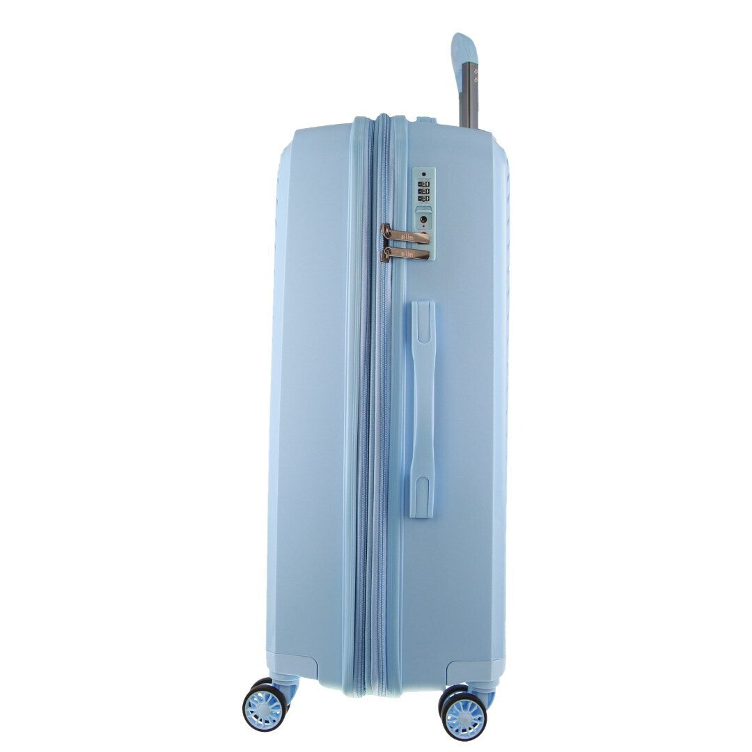 Pierre Cardin Inspired Milleni Checked Luggage Bag Travel Carry On Suitcase 75cm (124L) - Blue-Home &amp; Garden &gt; Travel-PEROZ Accessories