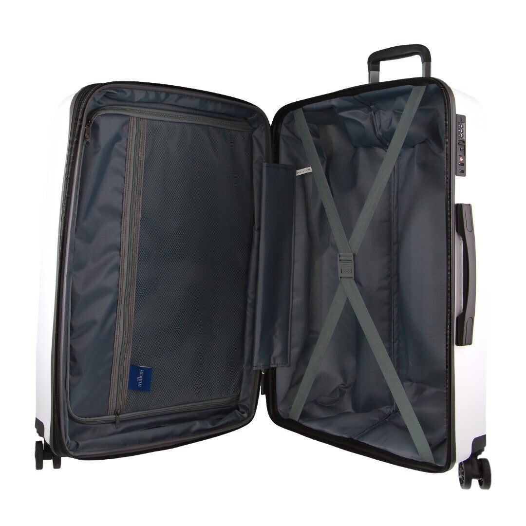 Pierre Cardin Inspired Milleni Checked Luggage Bag Travel Carry On Suitcase 75cm (124L) - White-Home &amp; Garden &gt; Travel-PEROZ Accessories