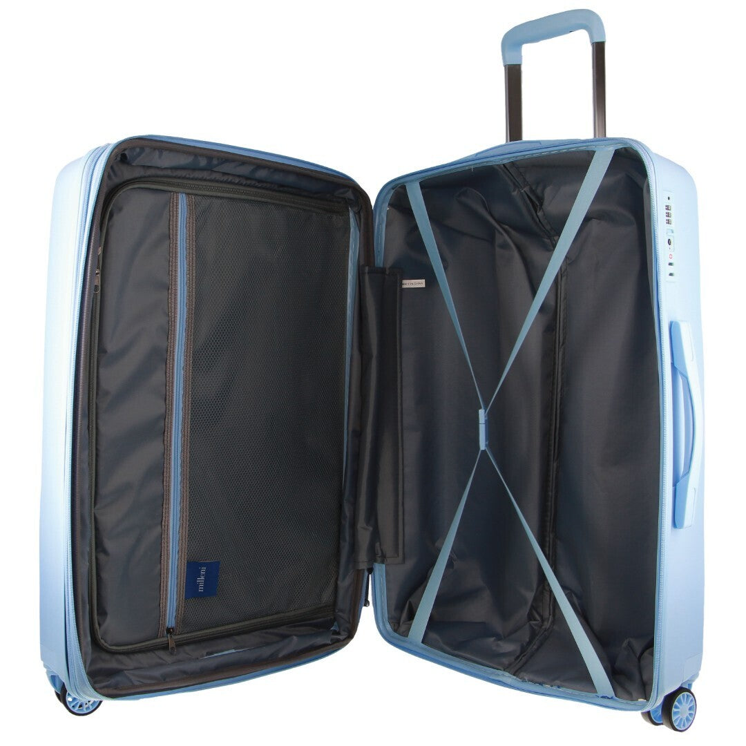 Pierre Cardin Inspired Milleni Checked Luggage Bag Travel Carry On Suitcase 65cm (82.5L) - Blue-Home &amp; Garden &gt; Travel-PEROZ Accessories