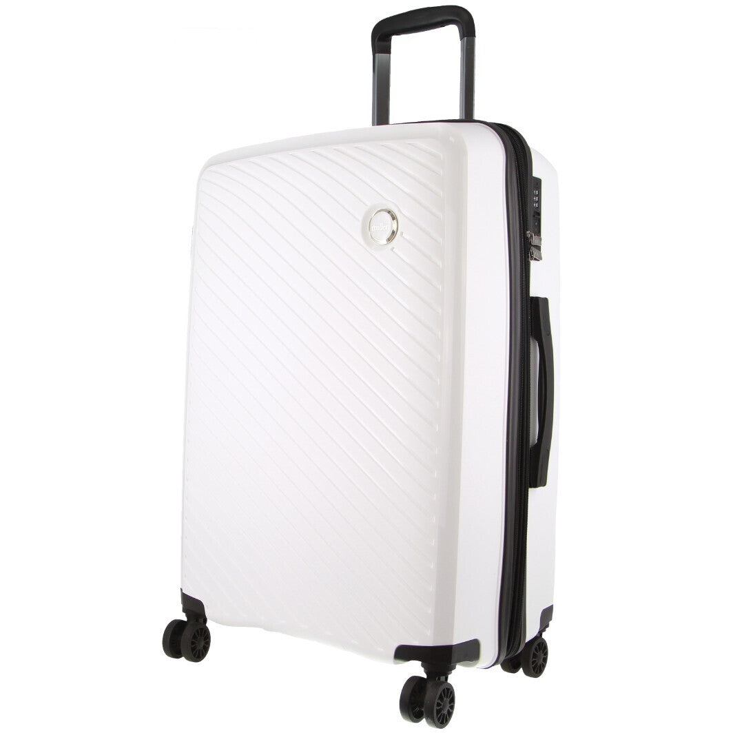 Pierre Cardin Inspired Milleni Checked Luggage Bag Travel Carry On Suitcase 65cm (82.5L) - White-Home &amp; Garden &gt; Travel-PEROZ Accessories