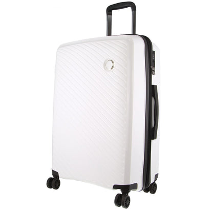 Pierre Cardin Inspired Milleni Checked Luggage Bag Travel Carry On Suitcase 65cm (82.5L) - White-Home &amp; Garden &gt; Travel-PEROZ Accessories