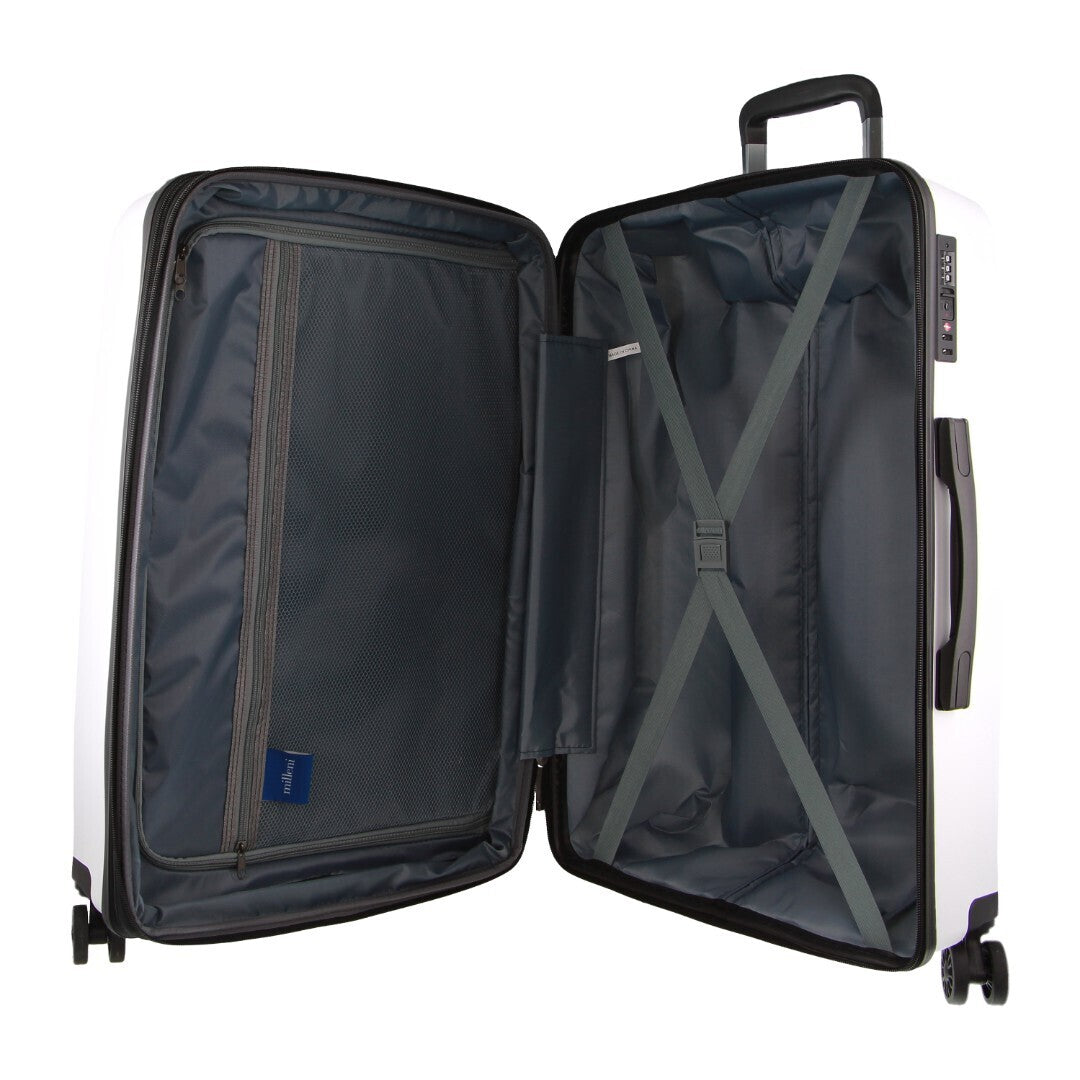 Pierre Cardin Inspired Milleni Checked Luggage Bag Travel Carry On Suitcase 65cm (82.5L) - White-Home &amp; Garden &gt; Travel-PEROZ Accessories
