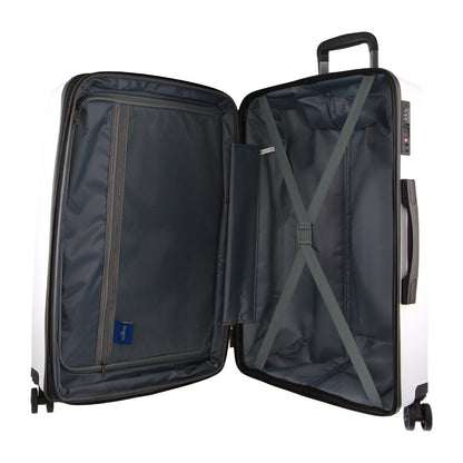 Pierre Cardin Inspired Milleni Checked Luggage Bag Travel Carry On Suitcase 65cm (82.5L) - White-Home &amp; Garden &gt; Travel-PEROZ Accessories