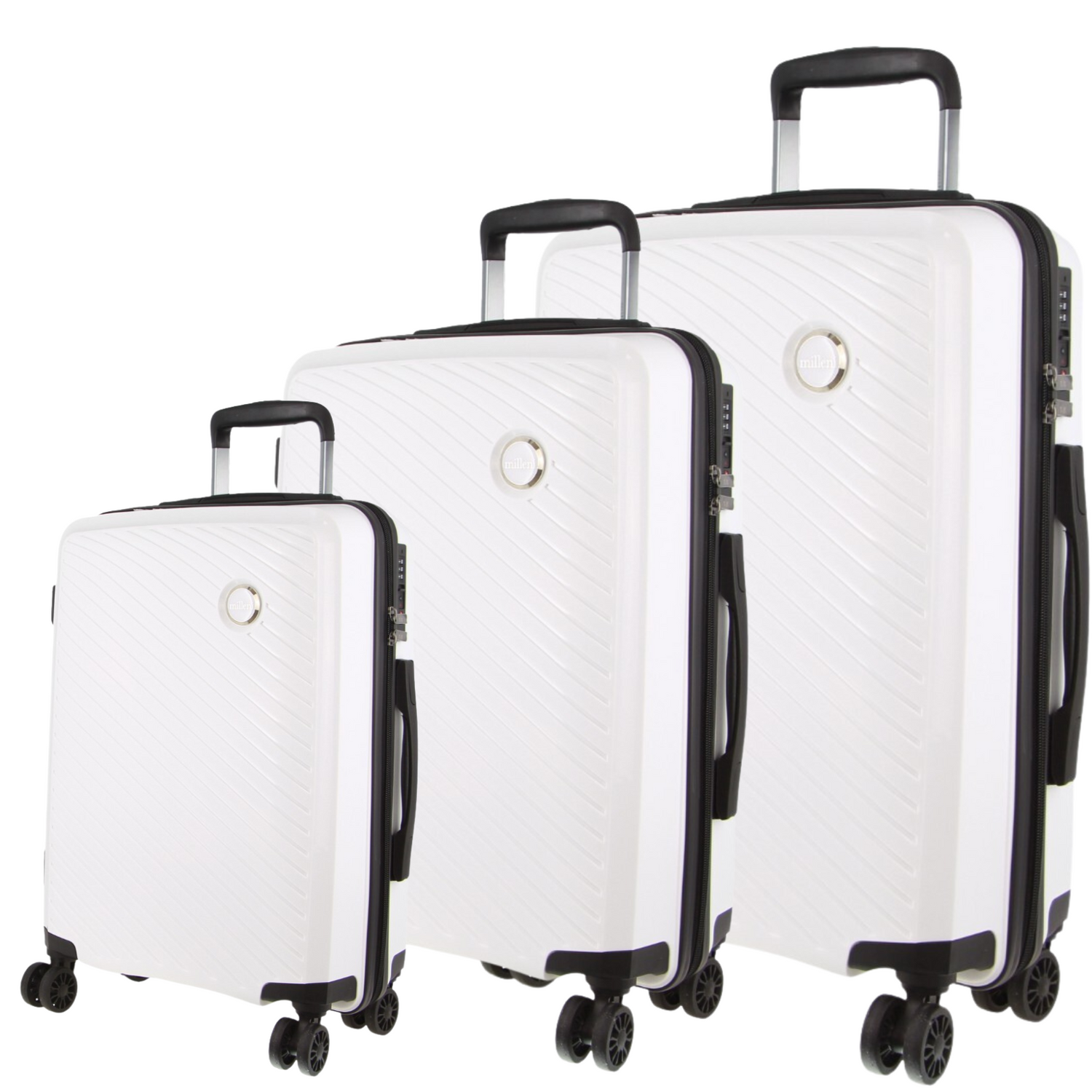 Pierre Cardin Inspired Milleni Hardshell 3-Piece Luggage Bag Set Travel Suitcase - White-Home &amp; Garden &gt; Travel-PEROZ Accessories