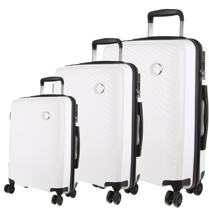 Pierre Cardin Inspired Milleni Hardshell 3-Piece Luggage Bag Set Travel Suitcase - White-Home &amp; Garden &gt; Travel-PEROZ Accessories