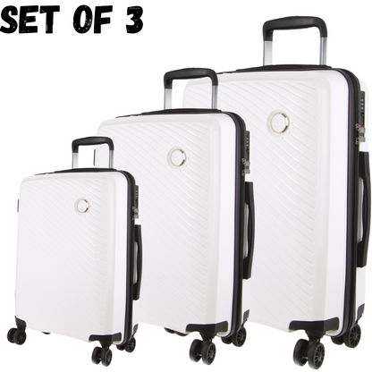 Pierre Cardin Inspired Milleni Hardshell 3-Piece Luggage Bag Set Travel Suitcase - White-Home &amp; Garden &gt; Travel-PEROZ Accessories
