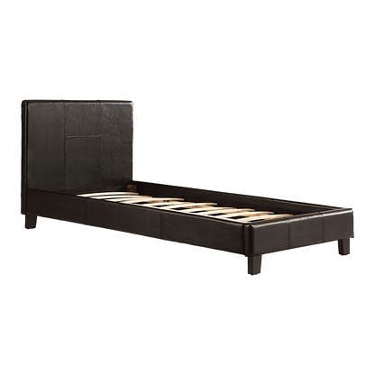Single PU Leather Bed Frame Black-Furniture > Bedroom-PEROZ Accessories