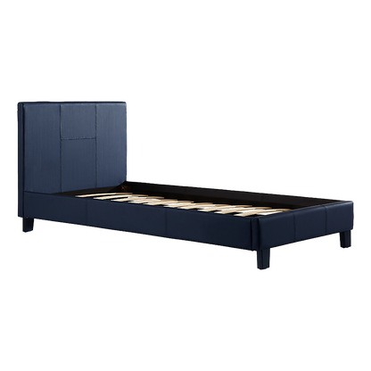 Single PU Leather Bed Frame Blue-Bed Frames-PEROZ Accessories