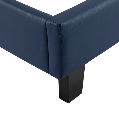 Single PU Leather Bed Frame Blue-Bed Frames-PEROZ Accessories