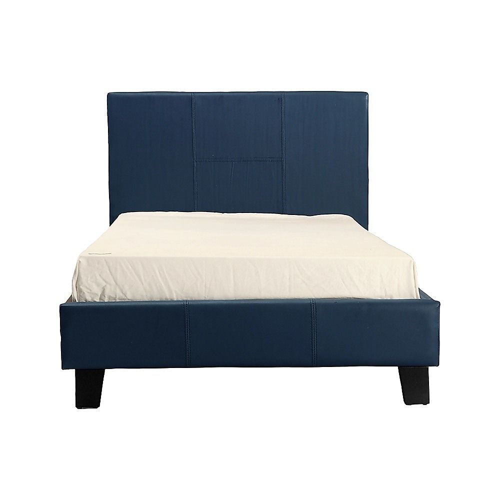 Single PU Leather Bed Frame Blue-Bed Frames-PEROZ Accessories