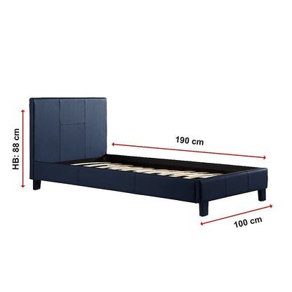 Single PU Leather Bed Frame Blue-Bed Frames-PEROZ Accessories
