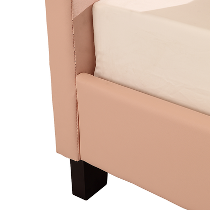 Single PU Leather Bed Frame Pink-Bed Frames-PEROZ Accessories