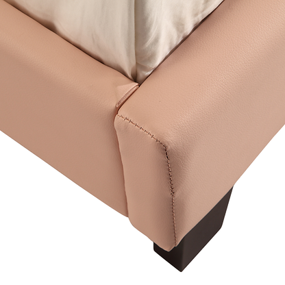 Single PU Leather Bed Frame Pink-Bed Frames-PEROZ Accessories