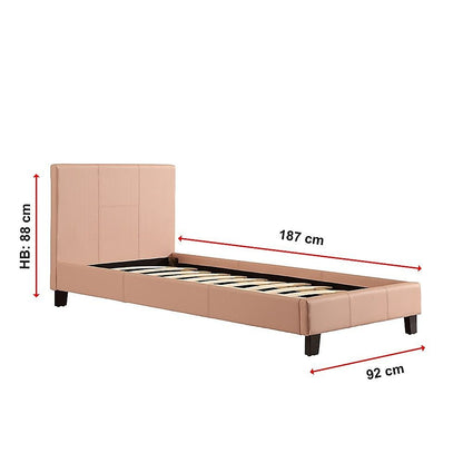 Single PU Leather Bed Frame Pink-Bed Frames-PEROZ Accessories