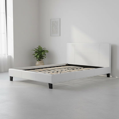 Double PU Leather Bed Frame White-Bed Frames-PEROZ Accessories