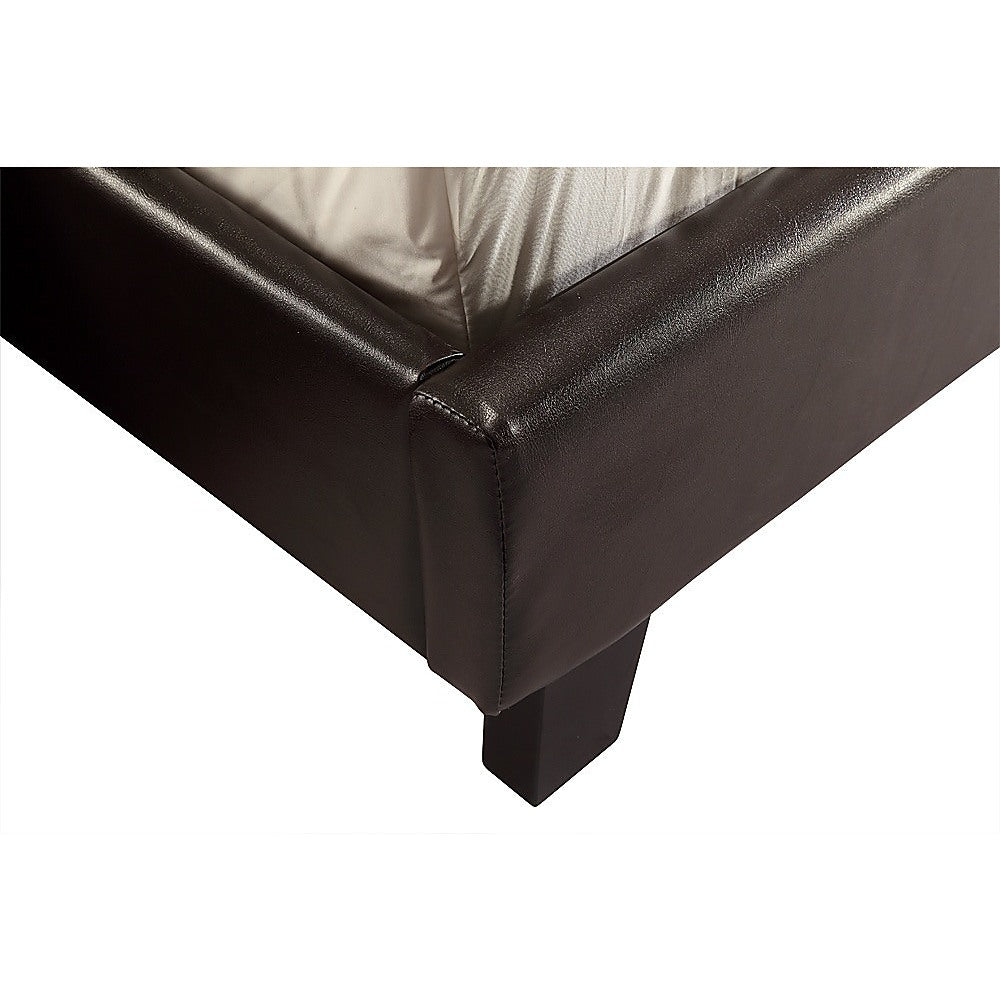 Double PU Leather Bed Frame Brown-Furniture > Bedroom-PEROZ Accessories