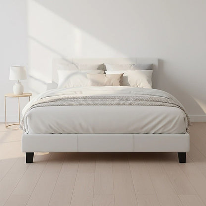 Queen PU Leather Bed Frame White-Furniture > Bedroom-PEROZ Accessories