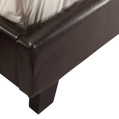 Queen PU Leather Bed Frame Brown-Bed Frames-PEROZ Accessories