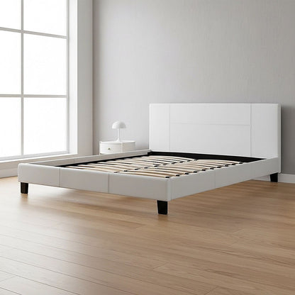 King PU Leather Bed Frame White-Bed Frames-PEROZ Accessories