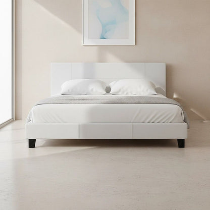 King PU Leather Bed Frame White-Bed Frames-PEROZ Accessories